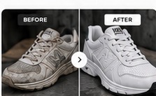 Ilustrasi perbandingan sepatu sebelum dan sesudah dicuci